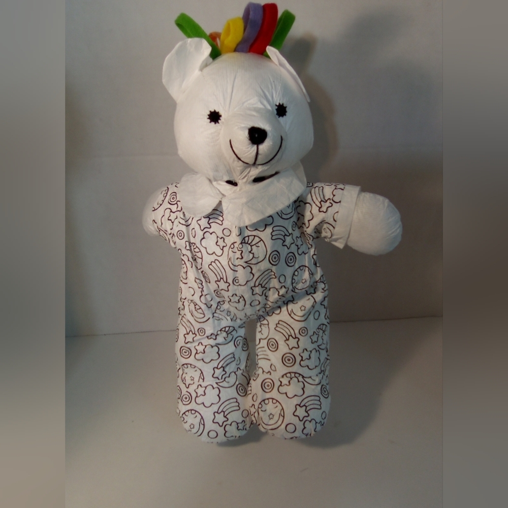 Rare HTF Alex Toys Color and Cuddles Bear Washable Stuffed Animal Plush